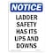 Signmission OSHA Notice Sign, 14" Height, Rigid Plastic, Ladder Safety Has Its Ups And Downs Sign, Portrait OS-NS-P-1014-V-13944 - alternate 1